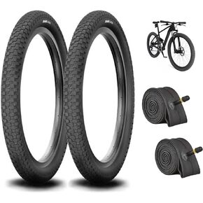 Bike Tires and Tubes Set, 2 Pcs Mountain Bike Tires 20"x1.95"/2.12", 26"x2.3" with 2 Pcs Bicycle Tubes, Beach Cruiser Replacement Tires with American Valve, Anti-Puncture Bike Tires