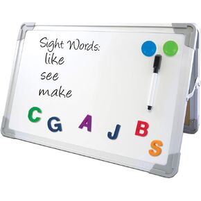 لوح مسح جاف لسطح المكتب مزدوج الجوانب، 18 × 12، سطح أبيض، إطار من الألومنيوم الفضي in Kuwait