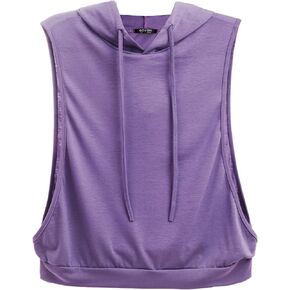 GIVON Womens Actvicewear Sleeveless Hoodie Crop Tank Tops Workout Sweatshirt