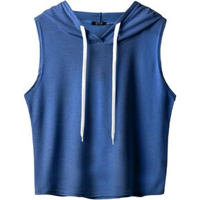 GIVON Womens Actvicewear Sleeveless Hoodie Crop Tank Tops Workout Sweatshirt