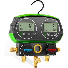 HVAC مجموعة قياس متعددة الرقمية التيار المتناوب المزدوج قياس الضغط أداة إصلاح التبريد مع 3 خراطيم 90 نوعا من بيانات التبريد in Kuwait