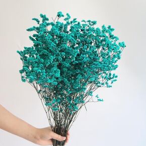 19-23inch Preserved Natural Crystal Grass Bouquet, 25+ Stems Real Fresh Caspia Bellidifolium, Sea Lavender, Baby Breath Flowers, for Wedding Birthday,Home Décor(Blue)