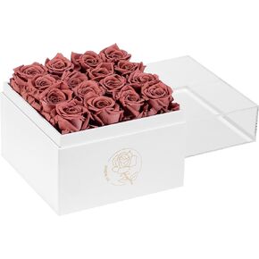 DuHouse 16pcs Forever Rose in Acrylic Box Preserved Flowers That Lasts 4 Years Gifts for Her Thanksgiving Christmas Valentines Day Anniversary Birthday (Hunt Green)