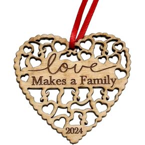 Adoption Gifts, Gotcha Day Gifts, Love Makes A Family Adoption Ornament in Laser Cut Wood 2024, Great Adoption Gifts for Family Or Our Blended Idea, Comes in a Gift Box