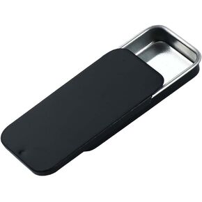 Black Metal Rectangular Empty Mini Tin Box,Mini Iron Box Tinplate Push Candy Pill Cases Bins Jar for Home Organizer(80x34x10mm,)
