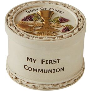 My First Communion Body of Christ Resin Rosary Box, 2 5/8 Inch