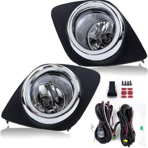 RP Remarkable Power, Fog Light for RAV4 2009-2012 with Halogen Bulbs Clear Lens kit wiring harness and switch included