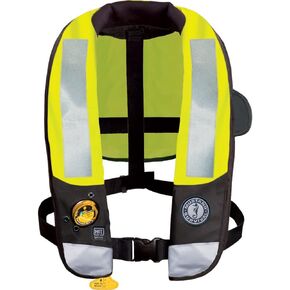 Mustang Survival - High Visibility HIT Inflatable PFD Hydrostatic (Fluorescent Green - One Size) - USCG Approved, 38lbs of Buoyancy, Bright Fluorescent Yellow-Green Inflation Cell