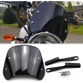 Motorcycle Universal Windshield Windscreen fit for 6.5"-9.45" Headlight Compatible with Honda Yamaha Kawasaki Suzuki Front Wind Deflector
