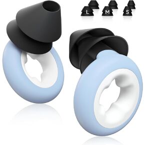 Ear Plugs for Sleeping Noise Reduction, Reusable Silicone Ear Plugs for Hearing Protection – 6 Ear Tips in S/M/L, 33dB Noise Cancelling Earplugs for Sleep, Concerts, Snoring, Work, Travel, Sky Blue