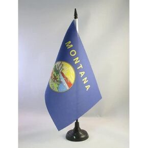 AZ FLAG Montana Table Flag 5'' x 8'' - US State of Montana Desk Flag 21 x 14 cm - Black Plastic Stick and Base