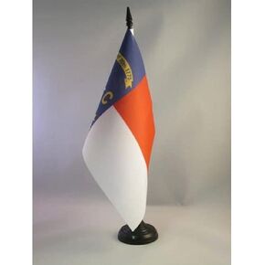 AZ FLAG North Carolina Table Flag 5'' x 8'' - US State of Caroline du Nord Desk Flag 21 x 14 cm - Black Plastic Stick and Base
