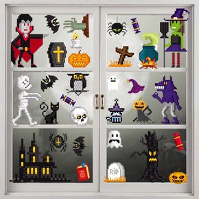 Halloween Window Clings, Halloween Window Stickers Halloween Decorations Cute Black and White Cartoon Halloween Window Decor for Halloween Party Supplies Black and White