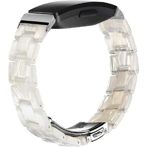 Compatible with Fitbit Inspire 2 / Inspire HR/Inspire Band for Women Girls, Resin Watch Band Replacement Strap Adjustable Wristband for Fitbit Inspire 2 (Fluorescent white)
