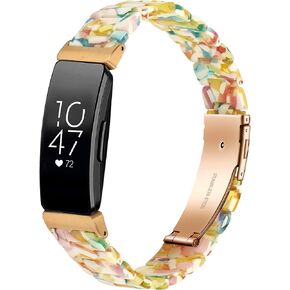 Compatible with Fitbit Inspire 2 / Inspire HR/Inspire Band for Women Girls, Resin Watch Band Replacement Strap Adjustable Wristband for Fitbit Inspire 2 (Fluorescent white) in Kuwait
