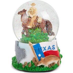 Elanze Designs Texas Cowboy Magical Tabletop Dresser Nightstand Figurine Decoration 100MM Sturdy Glitter Water Wind Up Musical Snow Globe Plays Tune Heart of Texas