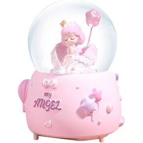 Angel Snow Globe, 80mm Musical Snow Globe with Color Changing LED Lights, Perfect Birthday for Daughter Wife Girlfriend Girls (Pink)