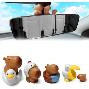 Cute Capybara Car Dashboard Decorations Rearview Mirror Interior Ognaments Funny Duck Decor Desktop Decoration Universal Accessories Gift for Owners (7 Pcs)
