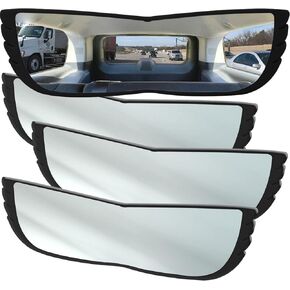 Wide-Angle Rearview Mirror, As Seen On TV Black Convex Car Mirror Installs in Seconds and Fits Most Cars, SUVs & Trucks, Holiday Gift, 4 Pack