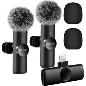 2 Pack Professional iPhone Wireless Lavalier Microphone for iPad, Crystal Clear Sound Quality with Noise Reduction Lapel Microphone Plug-Play for Interview Video Podcast Vlog YouTube TikTok