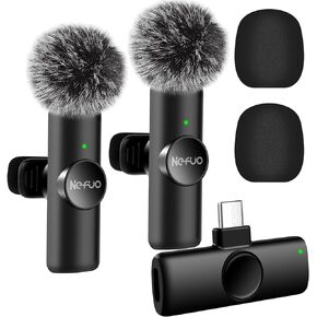 2 Pack Professional iPhone Wireless Lavalier Microphone for iPad, Crystal Clear Sound Quality with Noise Reduction Lapel Microphone Plug-Play for Interview Video Podcast Vlog YouTube TikTok