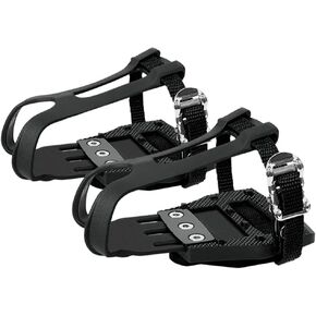 BV Bike Pedals Shimano SPD/Look Delta Compatible 9/16'' with Toe Clips - Peloton Pedals for Regular Shoes - Toe Cages for Peloton Bike - Exercise Bike Pedals - Universal Fit Bicycle Pedal