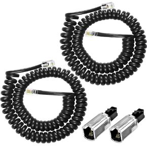 MEIRIYFA RJ9 Telephone Cord Phone Cord for Landline Detangler Desk Phone Handset Coiled Cable, 4P4C Male to Male Cable with 360 Degree Phone Line Anti-Tangler -2 Pack(9.8FT)