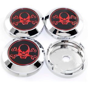 GTownWorks 67mm 2.64" Wheel Center Caps for TE37 19inch CE28N 16 17 18 19inch XXR 002.5 XXR 536 XXR 552 XXR 968 Center Hubcaps 4 Pack Black Skull Center Cover Replacement for Rim