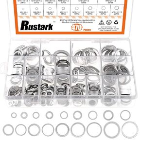 470Pcs [18 Sizes] Automotive Aluminum Metric Oil Drain Plug Gasket Flat Washer Assortment Kit - M6 M8 M10 M12 M14 M16 M18 M22 M24