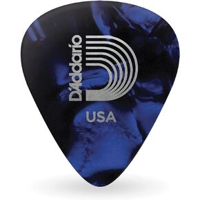 D'Addario Accessories Blue Pearl Celluloid Guitar Picks, 25 pack, Medium