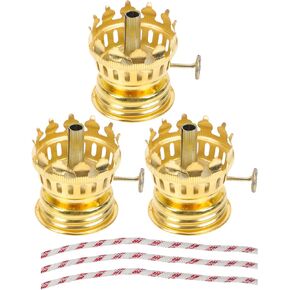 Brass Kerosene Oil Lamp Burner: Kerosene Oil Lamp Parts Brass Plated Oil Lamp Chimney Holder 3Pcs Oil Lamp Replacement Burner Threaded Base for Oil Lamp Antique Lamps