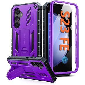 FNTCASE for Samsung Galaxy S23-FE Case: Military Grade Protective Hard Phone Case with Kickstand | Screen Protector | Shockproof TPU Full Protection Drop Proof Phone Cover for Galaxy S23 FE 5G Black