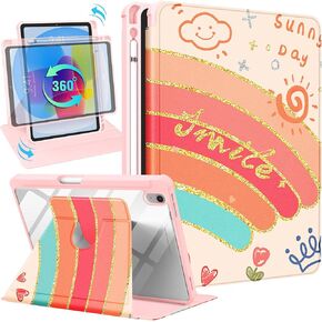 for iPad 10th Generation Case 10.9 Inch Folio Cover with Pencil Holder Women Girls Cute Flower Girly Butterfly Teens Pretty Kawaii Aesthetic Rotating Stand for Apple iPad 10 Gen Cases 2022