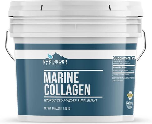 Earthborn Elements Hydrolyzed Marine Collagen Peptides Powder 1 Gallon Bucket, Pure & Undiluted, Dietary Supplement in Saudi Arabia