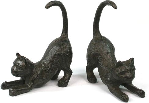 Antique Style Cast Iron Bookends. A Set of 2 Cats Playing. Perfect for a cat Lover or Book Lover. (Pack of 2) in Saudi Arabia