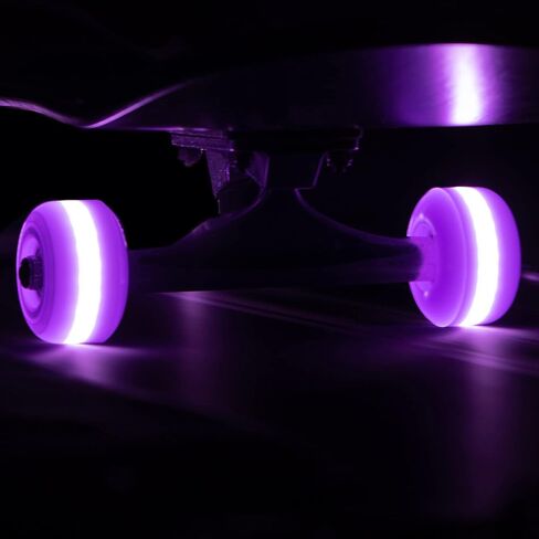54mm LED Light-Up Street Wheels (2-Pack) with ABEC-7 Carbon Steel Bearings for Glow-in-The-Dark, All Ages & Skill Levels Skating Fun with No Batteries Required (Purple) in Kuwait