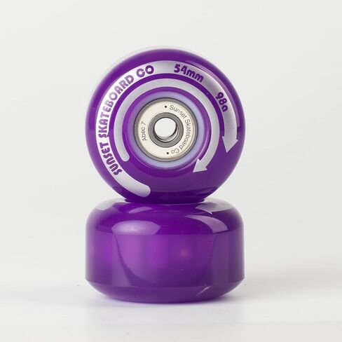 54mm LED Light-Up Street Wheels (2-Pack) with ABEC-7 Carbon Steel Bearings for Glow-in-The-Dark, All Ages & Skill Levels Skating Fun with No Batteries Required (Purple) in Kuwait