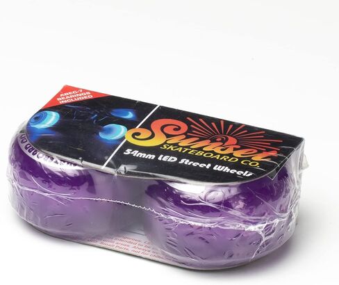 54mm LED Light-Up Street Wheels (2-Pack) with ABEC-7 Carbon Steel Bearings for Glow-in-The-Dark, All Ages & Skill Levels Skating Fun with No Batteries Required (Purple) in Kuwait