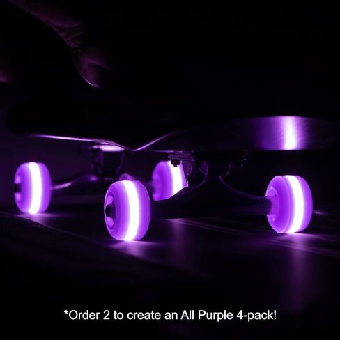 54mm LED Light-Up Street Wheels (2-Pack) with ABEC-7 Carbon Steel Bearings for Glow-in-The-Dark, All Ages & Skill Levels Skating Fun with No Batteries Required (Purple) in Kuwait