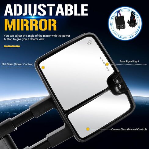 Towing Mirrors Fit for 1988-1998 Chevy GMC C1500 K1500 C2500 K2500 C3500 K3500 1992-2000 C1500 C2500 K1500 K2500 Suburban Tahoe Yukon w/Turn Signal Running Light Clearance Light Set of 2 in Saudi Arabia