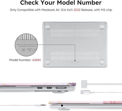 iLeadon for MacBook Air 13.6 inch Case 2022 Release A2681 M2 Chip with Liquid Retina Display & Touch ID, Plastic Hard Shell Case + Keyboard Cover + Screen Protector, Pink Marble in Saudi Arabia