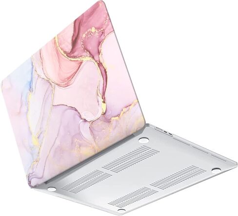 iLeadon for MacBook Air 13.6 inch Case 2022 Release A2681 M2 Chip with Liquid Retina Display & Touch ID, Plastic Hard Shell Case + Keyboard Cover + Screen Protector, Pink Marble in Saudi Arabia