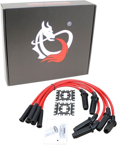 مجموعة أسلاك توصيل الإشعال عالية الأداء من سلسلة Dragon Fire Race متوافقة مع 2001-2009 كرايسلر تاون آند كونتري باسيفيكا دودج كارافان جراند كارافان 3.3 لتر 3.8 لتر OEM Fit PWJ143 in Kuwait