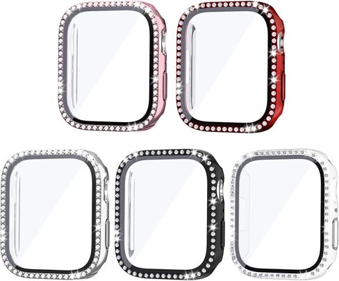 حافظة Cuteey مكونة من 5 قطع مع واقي شاشة من الزجاج المقوى لساعة Apple Series 7 مقاس 45 ملم، غطاء حماية كامل من البولي كربونات الصلب لملحقات iWatch 7 in Kuwait