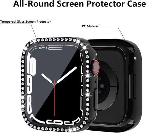 حافظة Cuteey مكونة من 5 قطع مع واقي شاشة من الزجاج المقوى لساعة Apple Series 7 مقاس 45 ملم، غطاء حماية كامل من البولي كربونات الصلب لملحقات iWatch 7 in Kuwait
