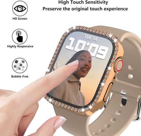حافظة Cuteey مكونة من 5 قطع مع واقي شاشة من الزجاج المقوى لساعة Apple Series 7 مقاس 45 ملم، غطاء حماية كامل من البولي كربونات الصلب لملحقات iWatch 7 in Kuwait