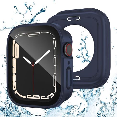 2 Pack Waterproof Case for Apple Watch Series 6 5 4 SE 44mm Screen Protector, 2 in 1 Full Protective 9H Glass Face Cover Front & Back Hard PC Bumper for iWatch Cover 44mm, Starlight x2 in Saudi Arabia