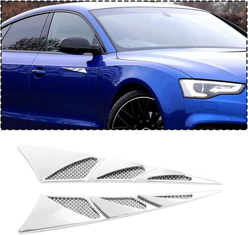 2PCS Hood Vents for Cars, Auto Decorative Air Flow Intake Scoop, Car Hood Simulation Air Vent Trim, Vehicle Bonnet Vent Sticker Cover, Universal Automotive Exterior Accessories (Plated) in Saudi Arabia