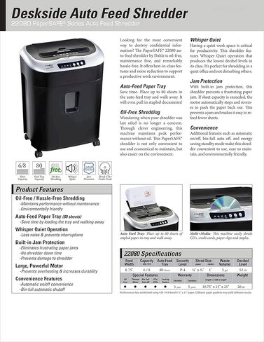 Dahle PaperSAFE 22080 آلة تمزيق الورق ذات التغذية التلقائية، خالية من الزيت، صينية سعة 80 ورقة، مستوى الأمان P-4، تمزيق الأقراص المضغوطة، وبطاقات الائتمان ومشابك الورق in Kuwait