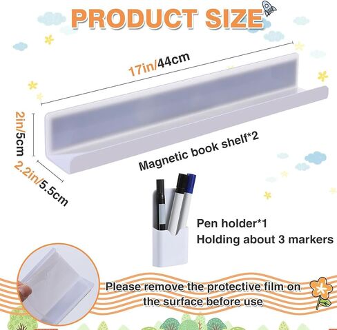 2pcs Magnetic Book Shelf for Whiteboard,Reusable Acrylic Magnetic Home Book Holder with Classroom,Book Display Shelf for Teacher Kids Office Color in Saudi Arabia